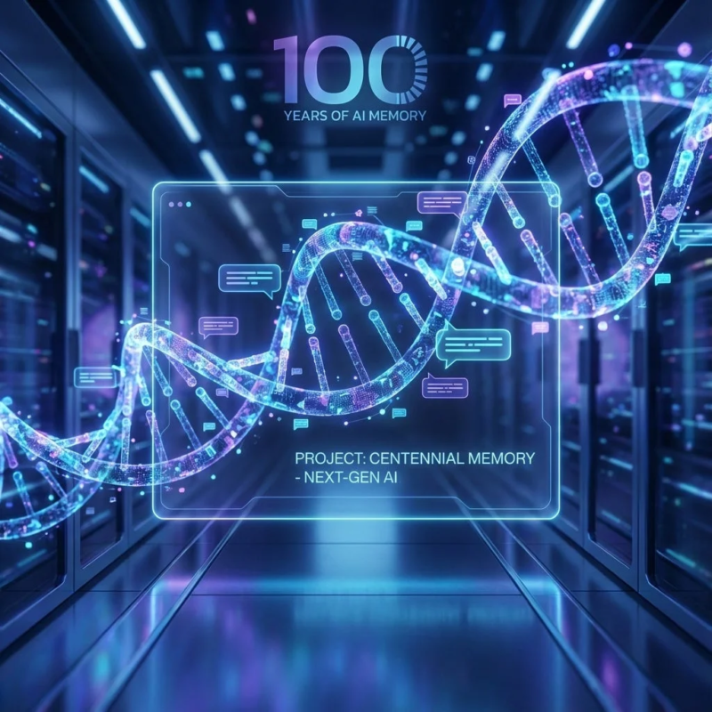 AI、DNA、データが融合した未来的なイメージ