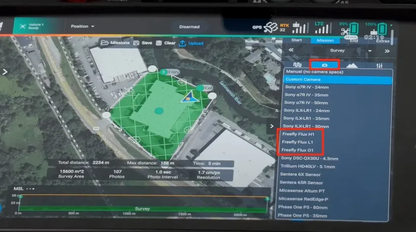 Pilot Pro AMC 飛行プラン画面