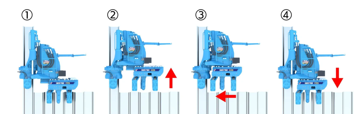 圧入機による施工手順のイラスト