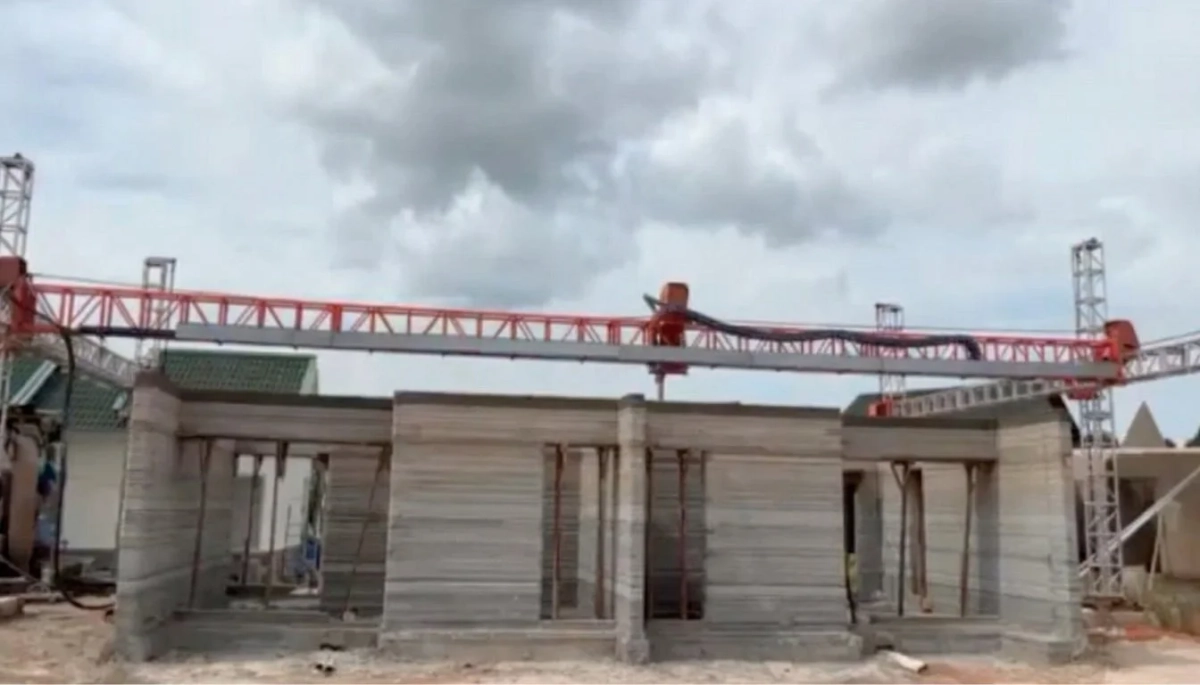 3Dプリンターが建設している様子