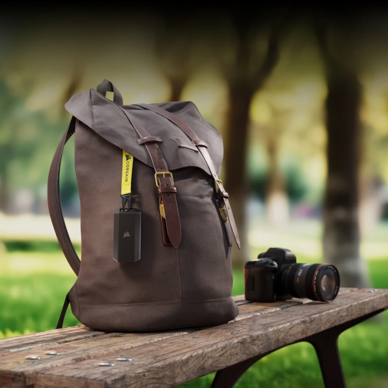 リュックサックとCORSAIR外付けSSD