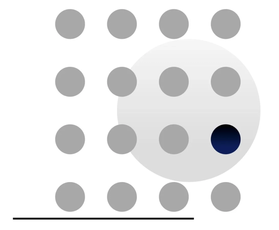 円とグリッドの抽象画