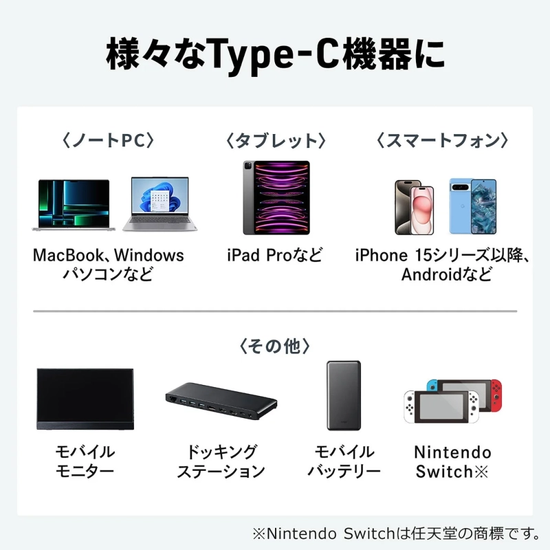 様々なType-C機器に対応