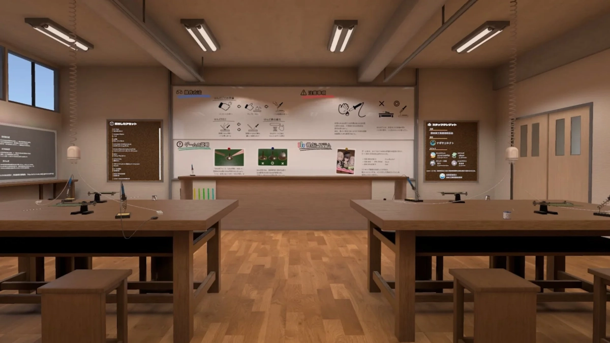 はんだ付けの実習が行われる教室の様子