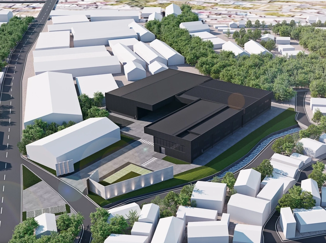 工場と周辺のレンダリング画像