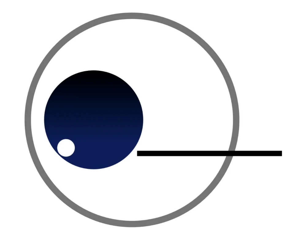 青いグラデーションの円と線