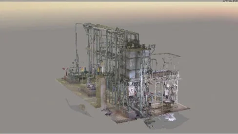 工業施設の3Dモデル、点群データ