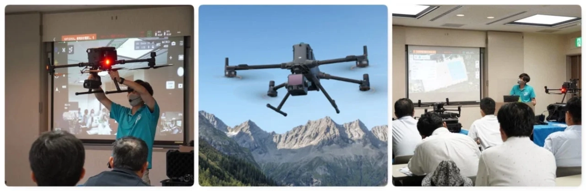 ドローン講習会と飛行風景