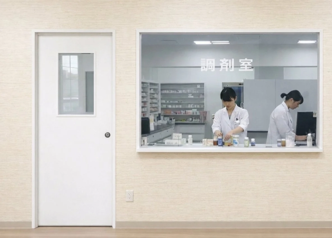 調剤室で薬剤師が作業している様子