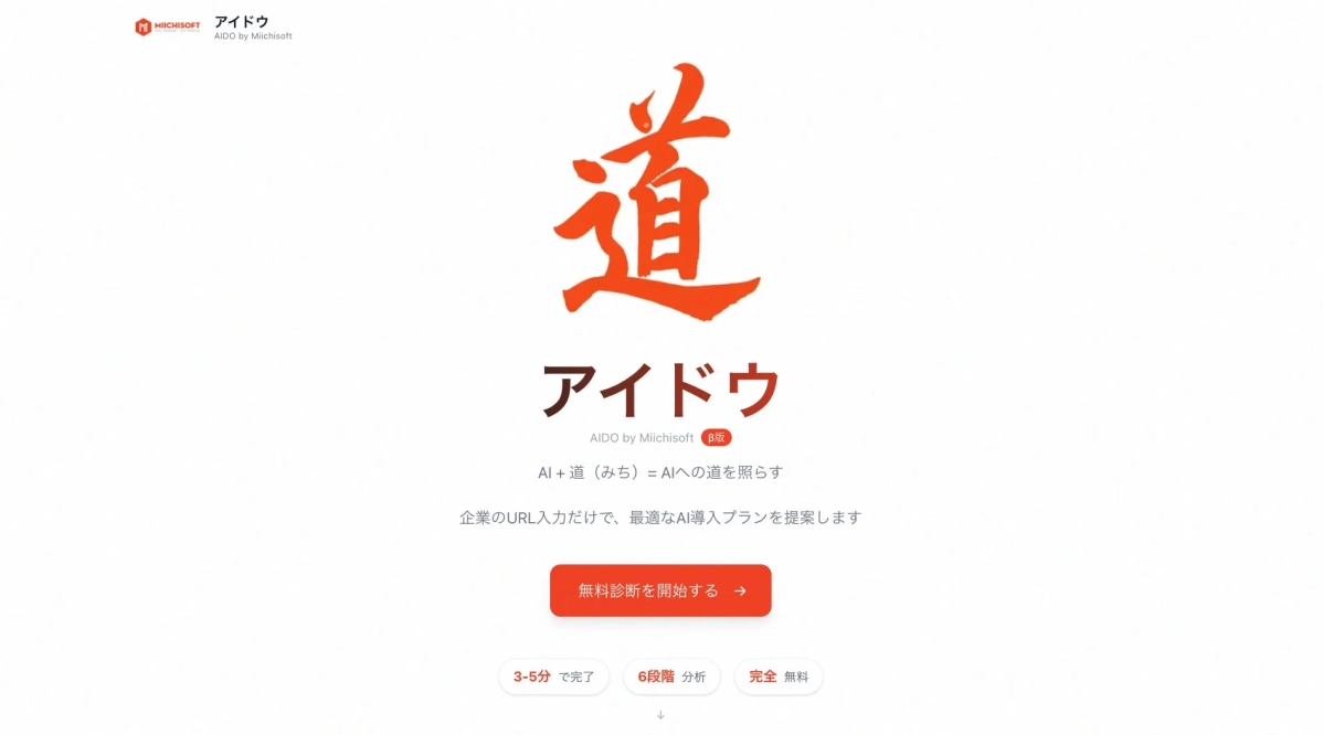 AIDOのランディングページ