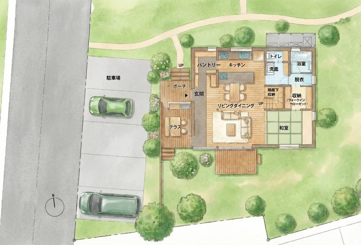 EN BASEの1階間取り図