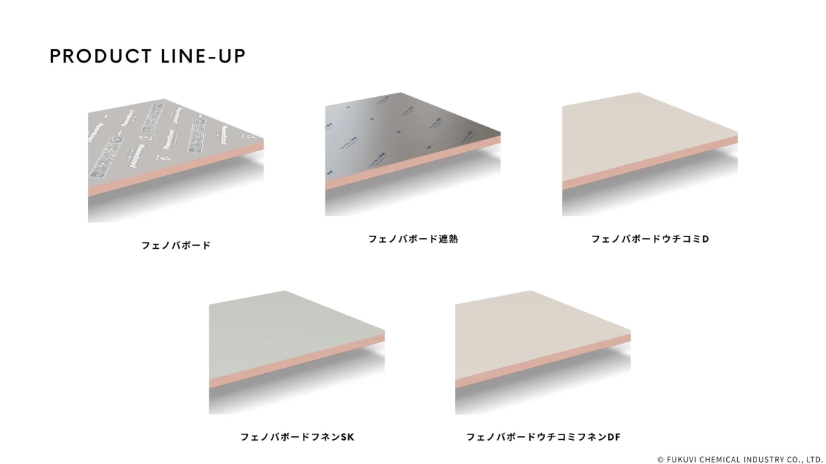 フェノバボードの製品ラインナップ