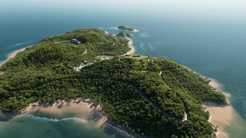 島、海、空撮、リゾート