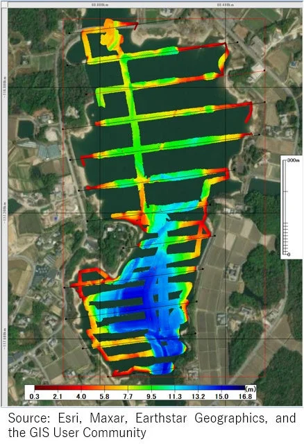 測量データが重ねられた衛星画像