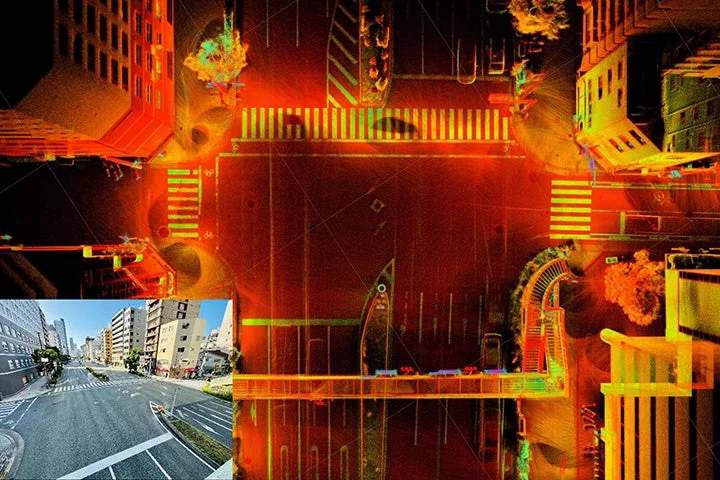 LiDARで可視化された都市の点群データ