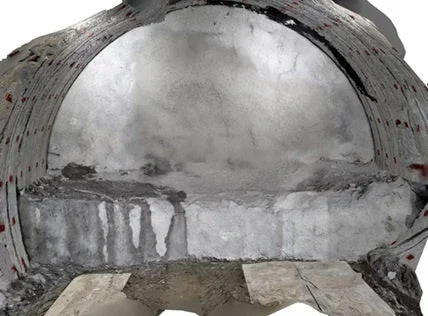 コンクリート製トンネルの劣化状況を示す3Dスキャン画像