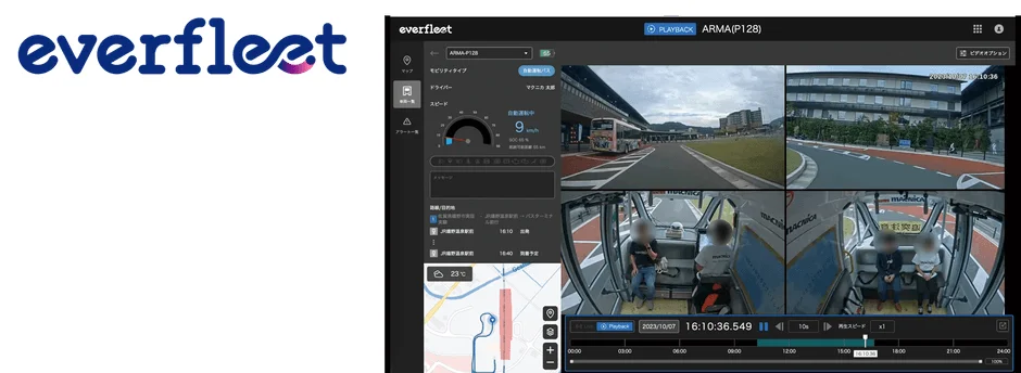 遠隔運行管理システム「everfleet」の画面
