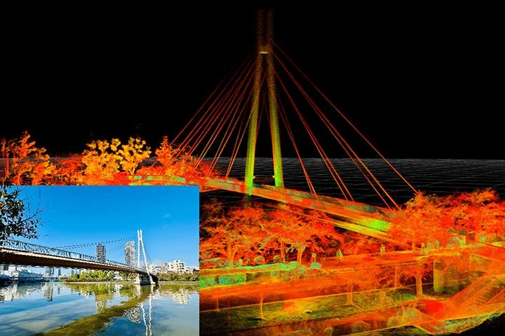 橋と周辺環境の3D点群データ