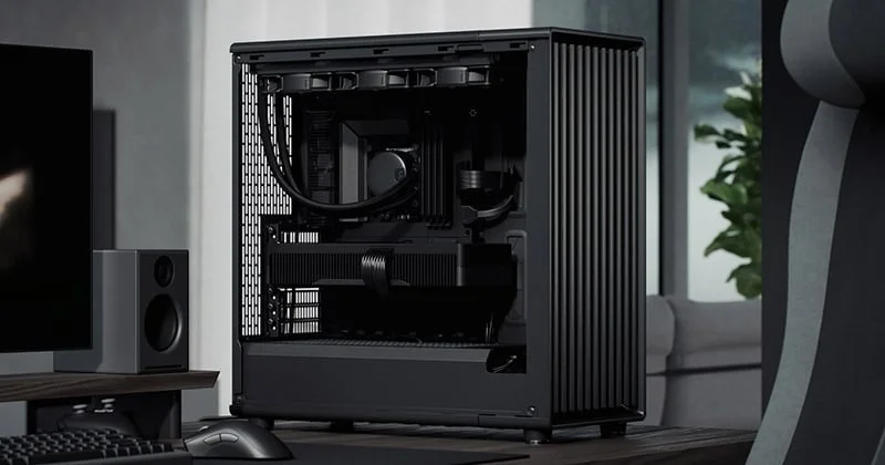 黒いモダンなデスクトップPCのセットアップ