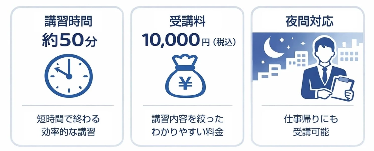 効率的な講習のメリットを示す図