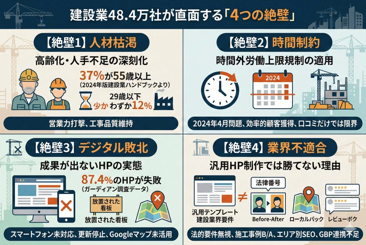 建設業48.4万社が直面する「4つの絶壁」