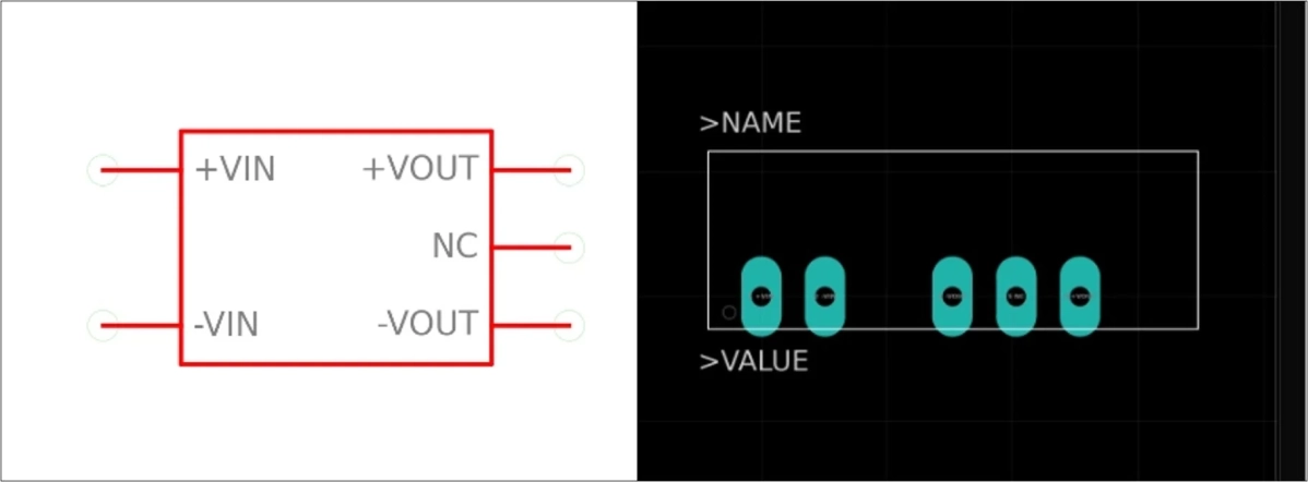 電子部品の回路図シンボルとPCBフットプリントの例