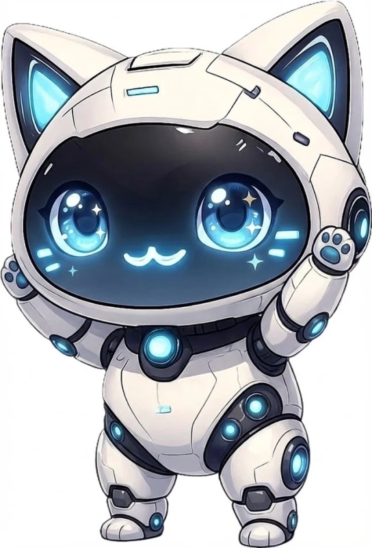 可愛らしいロボット猫のキャラクターイラスト