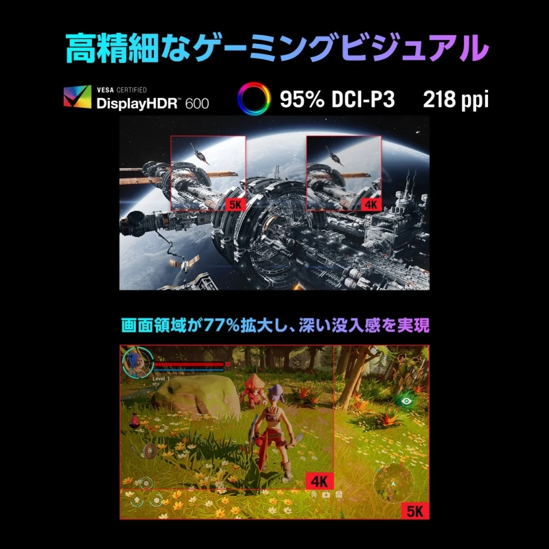 5Kと4Kの比較、HDR