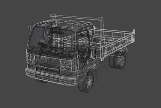 トラックのワイヤーフレーム3Dモデル