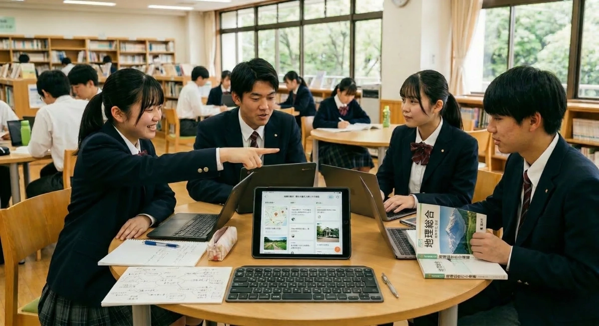 グループで学習する高校生たち