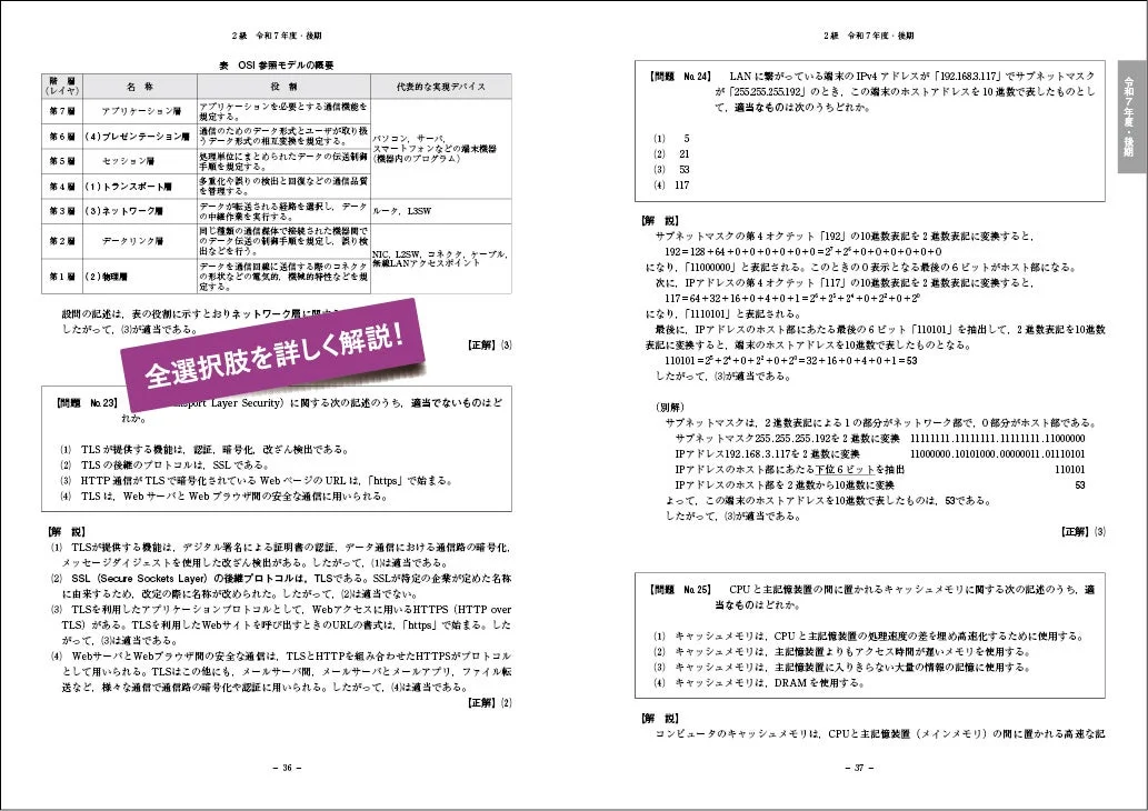 OSI参照モデルやTLSに関する問題の解説例