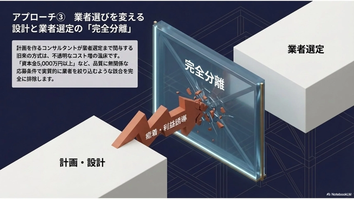 「設計」と「業者選定」を完全に分離するアプローチ