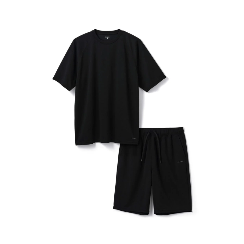 ECLEAR リカバリーウェア 半袖ハーフパンツ セット ブラック S