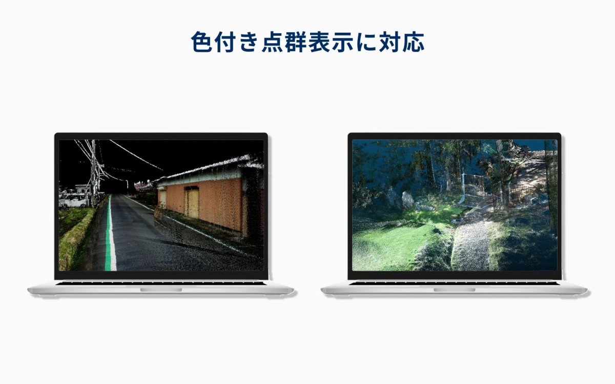 色付き点群表示に対応するPC画面