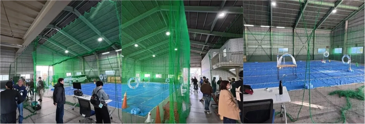 屋内でドローンが飛行する様子