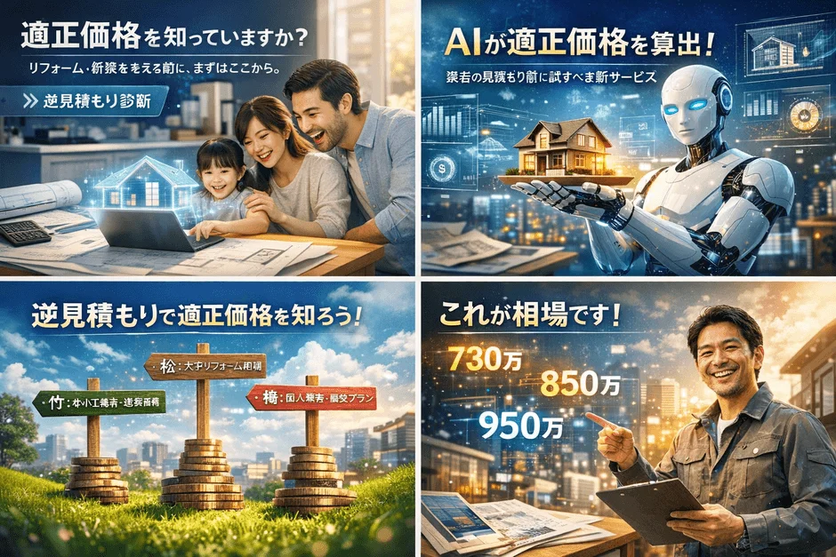 リフォームや新築の適正価格を知るサービスを紹介する広告画像