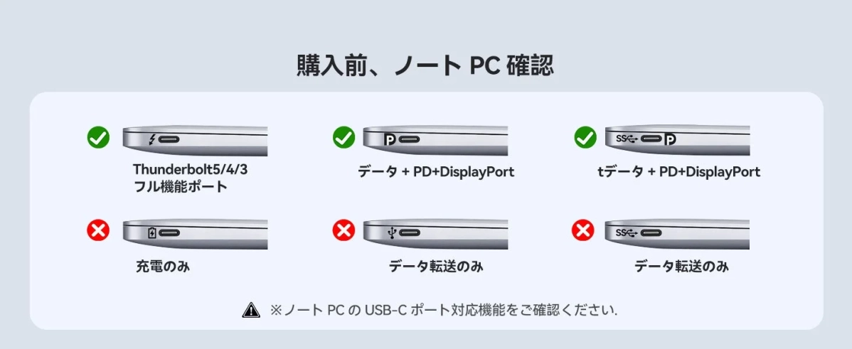 ノートPCのUSB-Cポート確認