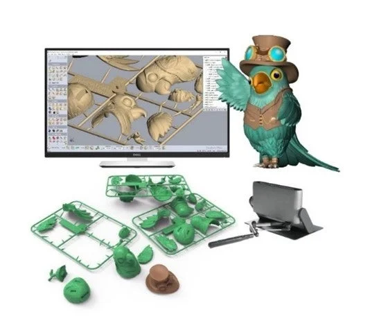 鳥のキャラクターの3Dモデルとプラモデルのパーツ