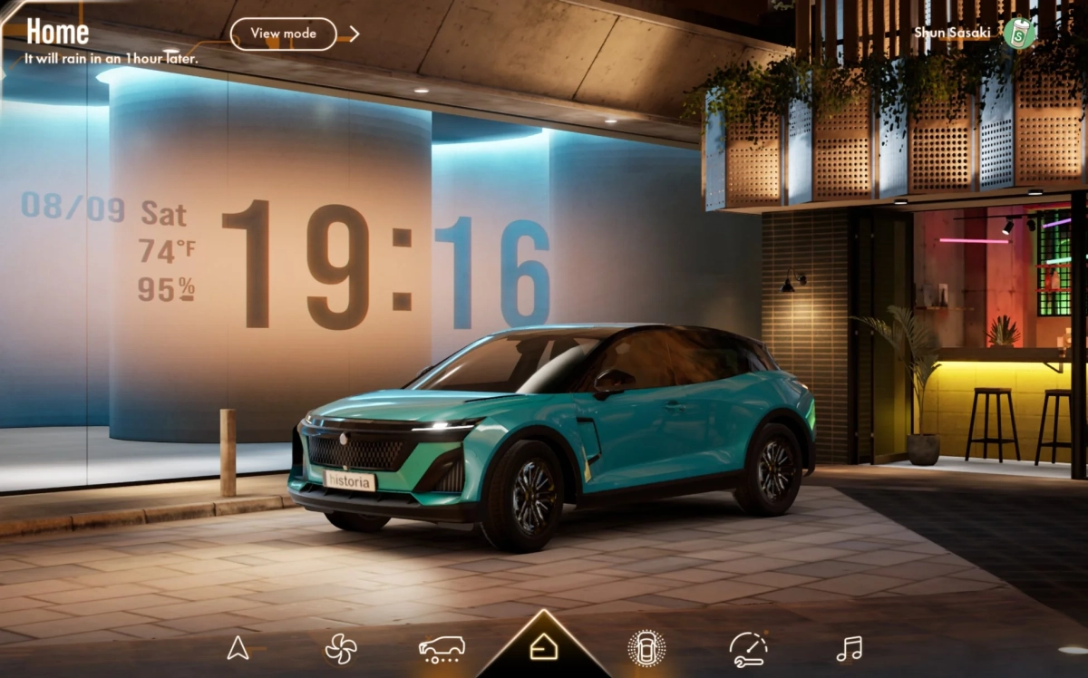 現代的なSUVとデジタルスクリーン