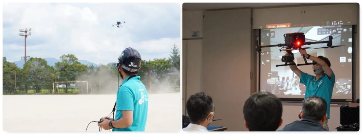 ドローンの飛行訓練と操作デモンストレーション