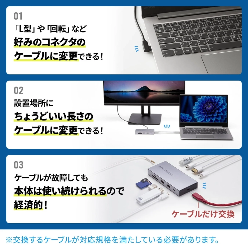 ケーブル着脱式の利点