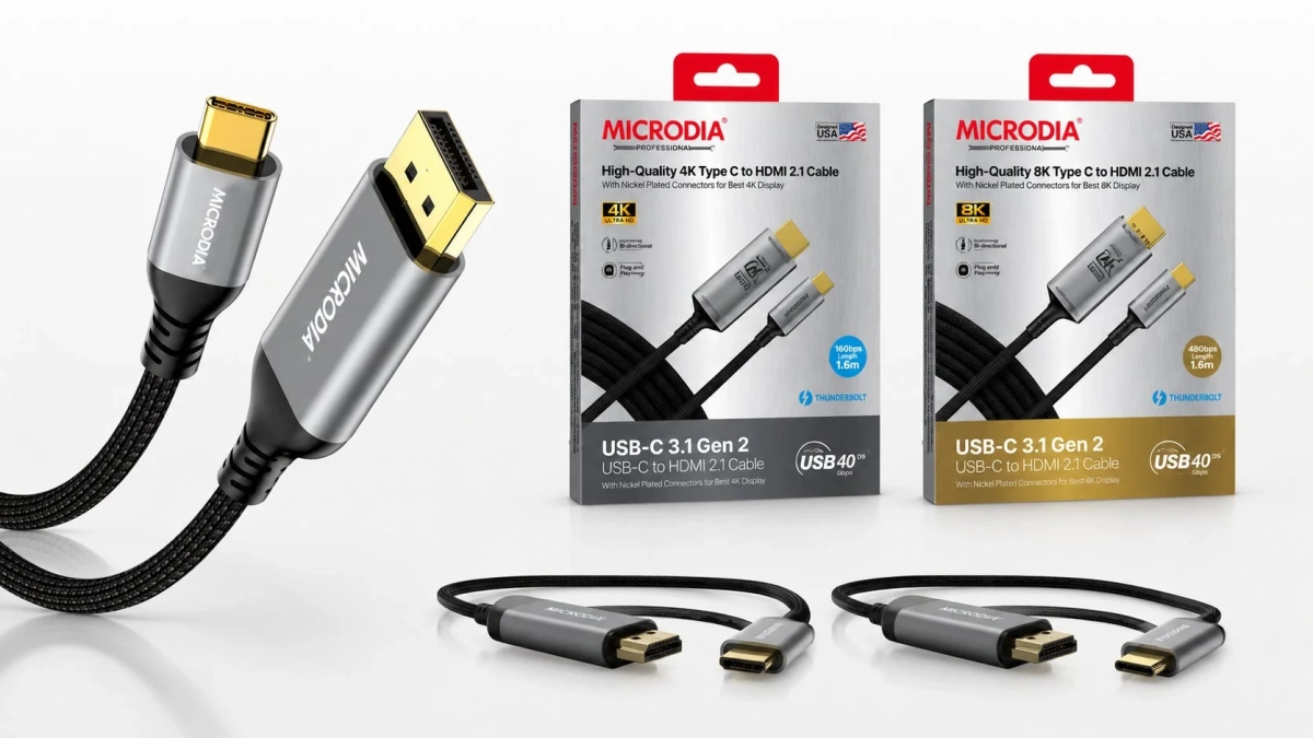USB-C to HDMI 2.1 / DisplayPort 2.1ケーブル