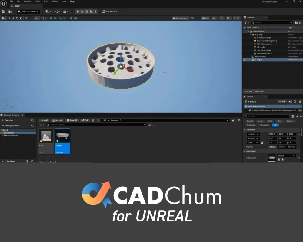 Unreal EngineでのCADChum利用画面