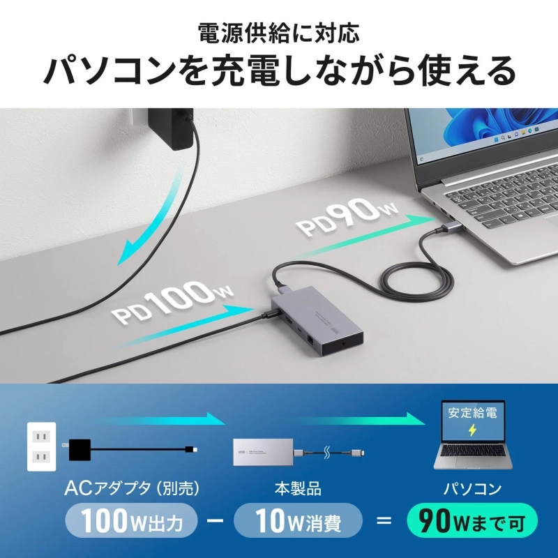パソコンを充電しながら使える