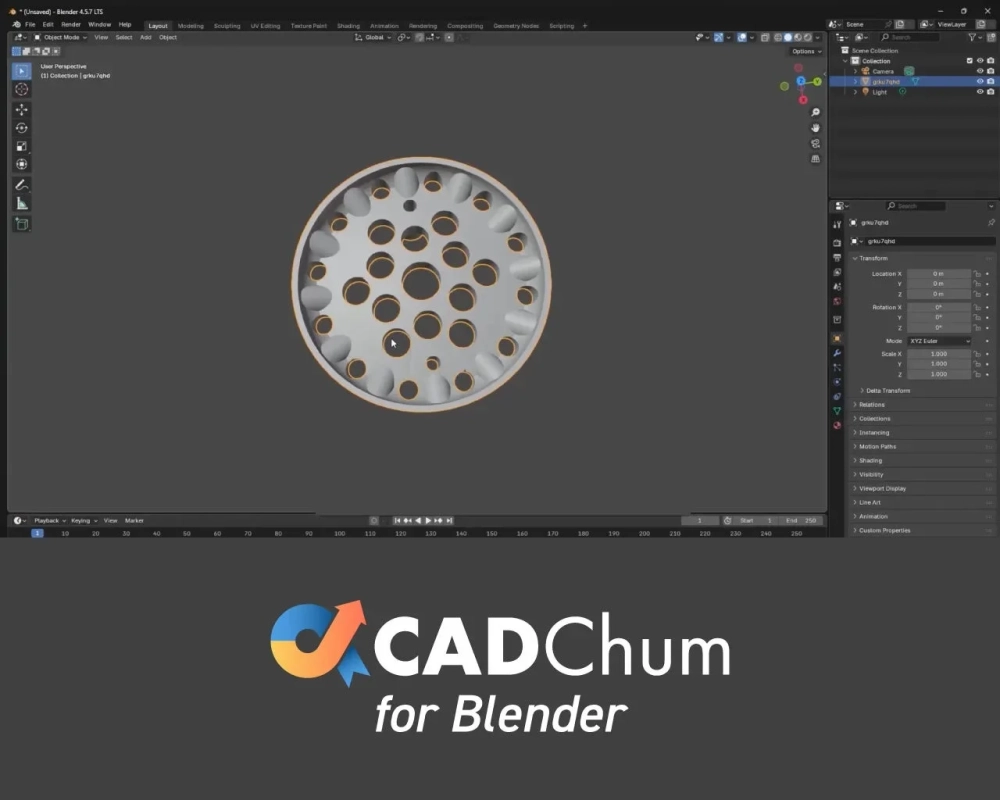 BlenderでのCADChum利用画面