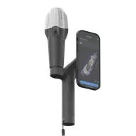 スマートフォンが取り付けられた黒いハンドヘルドデバイス