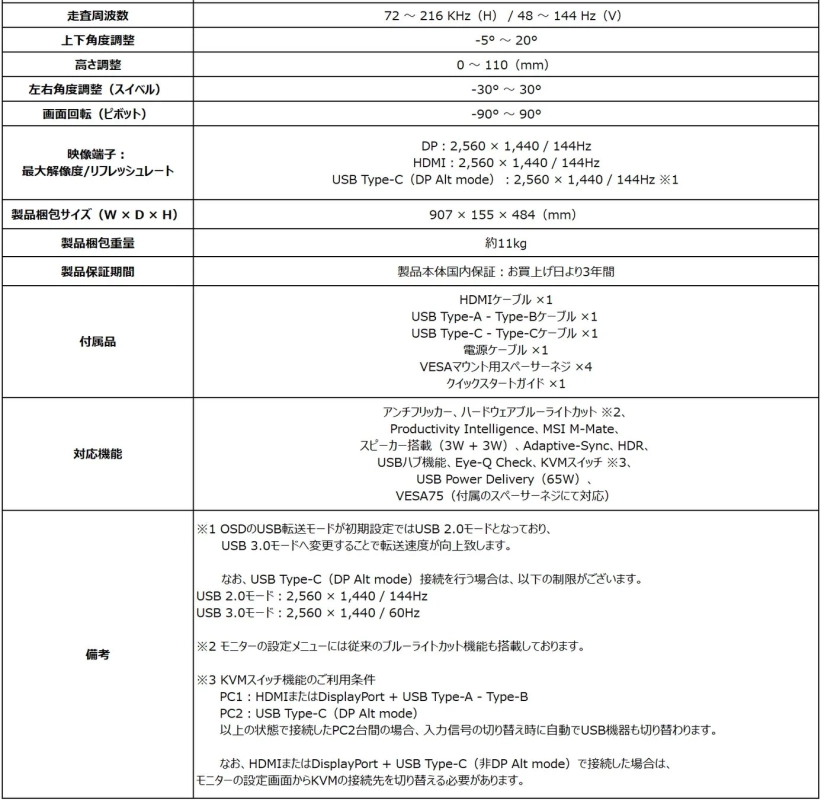 PRO MAX 271QPHW E14詳細仕様
