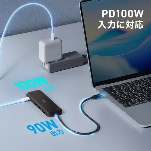 PD100W入力に対応したUSBハブ