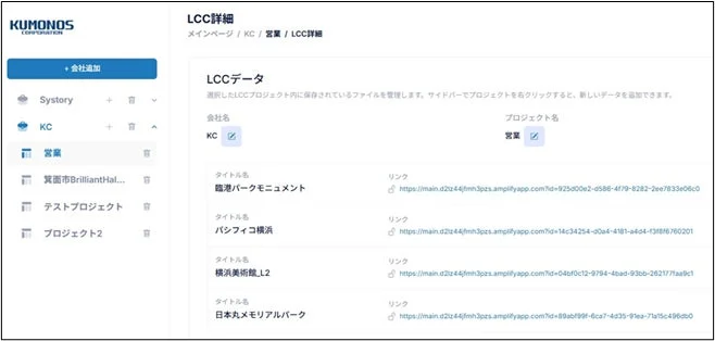 プロジェクト管理画面