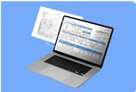 ノートパソコンと書類